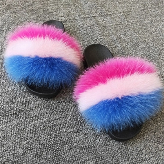 Ballet Crochet Slippers 2020 Women Furry Slippers Ladies Shoes Cute Plush Fox Hair Fluffy Sandals Women's Fur Slippers Winter Warm Slippers Women Hot