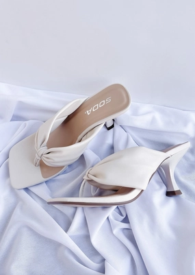 Flip Flops On Feet "Step It Up" Heeled Flip Flops - Off-White