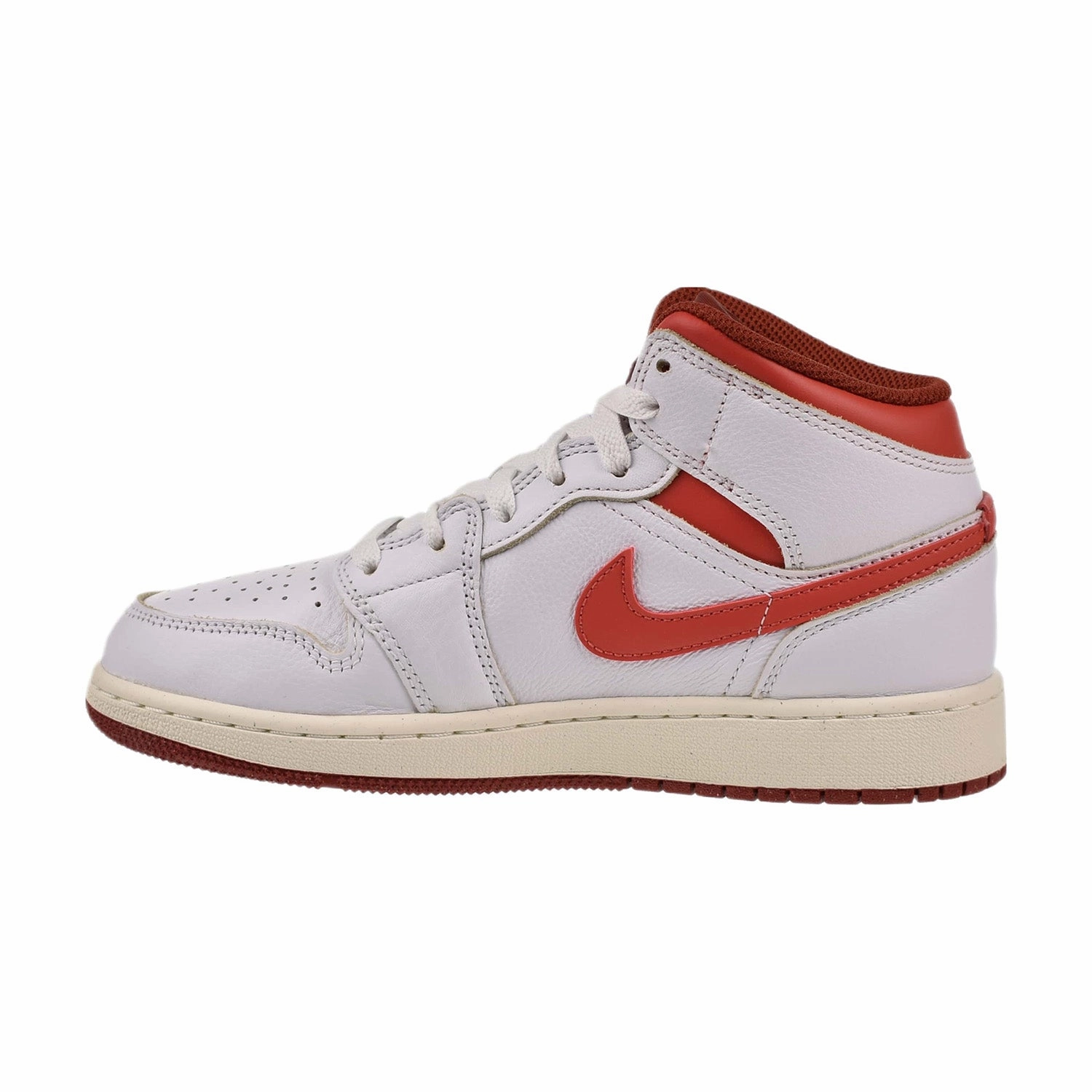 Jordan 1 Mid SE (GS) Big Kid's Shoes White-Lobster-Dune Red Asics Shoes With Good Arch Support