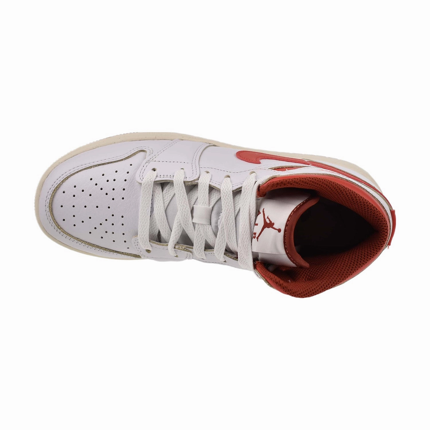 Jordan 1 Mid SE (GS) Big Kid's Shoes White-Lobster-Dune Red Asics Shoes Size 8