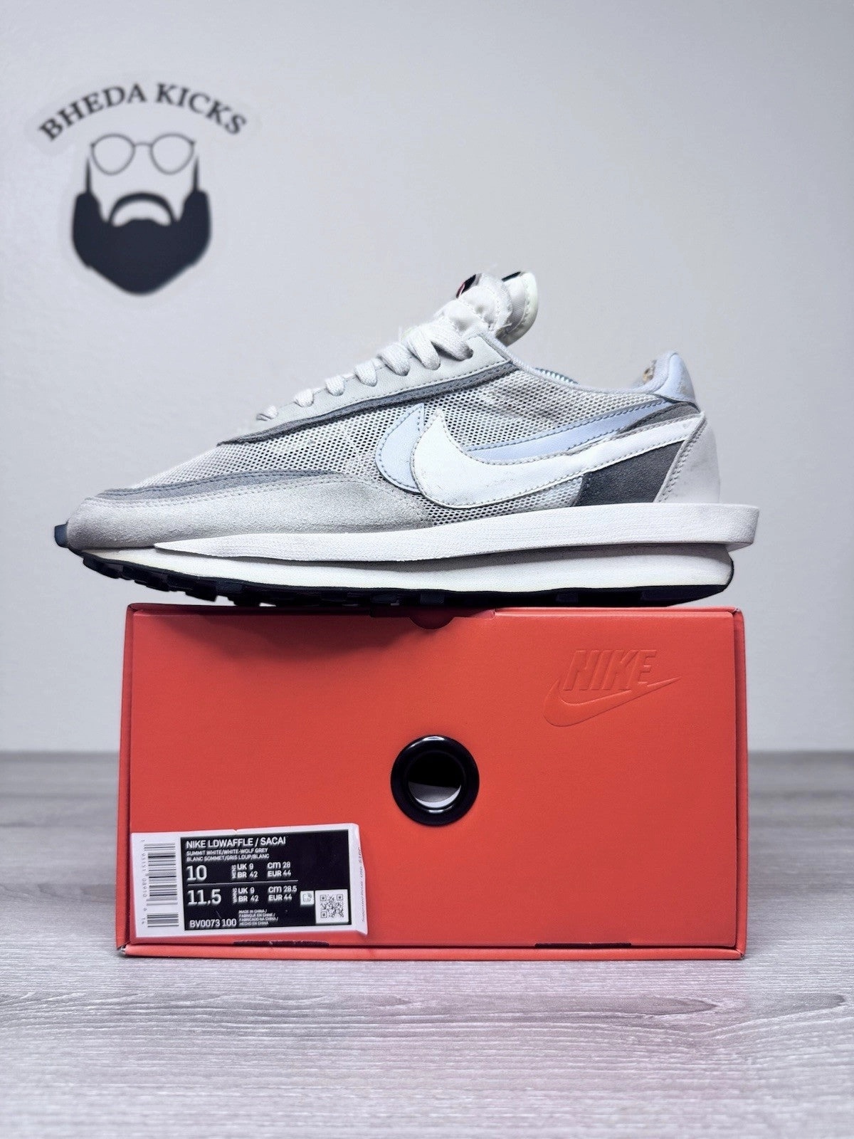 Size 10 - Nike LDWaffle Sacai Summit BV0073-100 Mesh Suede White Wolf Grey Asic Shoes For Supination