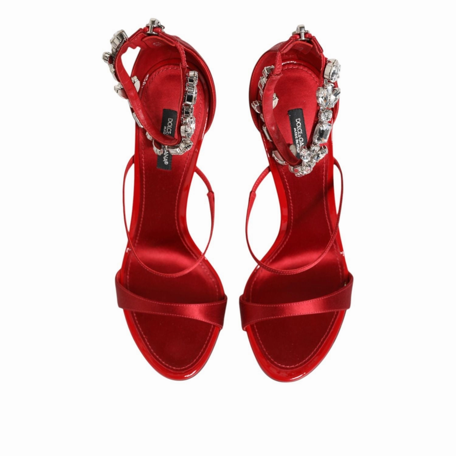 Sandals Comfy Dolce & Gabbana Red Satin Crystals Keira Sandals Heels Shoes