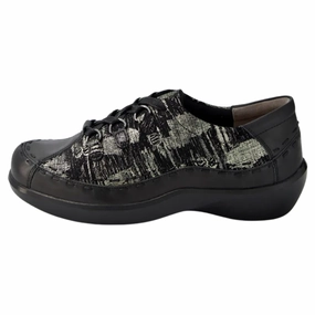 Ziera Allsorts Black/Khaki Leather Shoe (Women's) Office Smart Casual Shoes