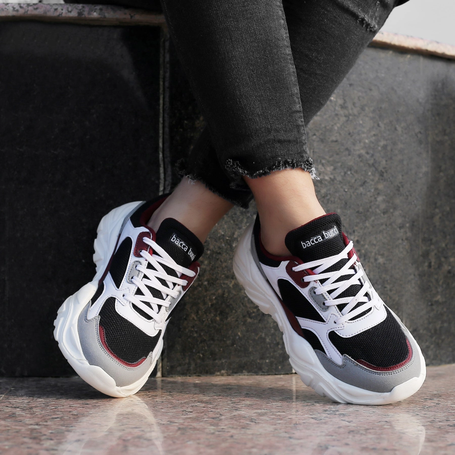 Shop Sneakers Near Me Bacca Bucci SPARK Low-top Platform ColorBlock Fashion Sneakers For Women | StreetWear Chunky Sneakers