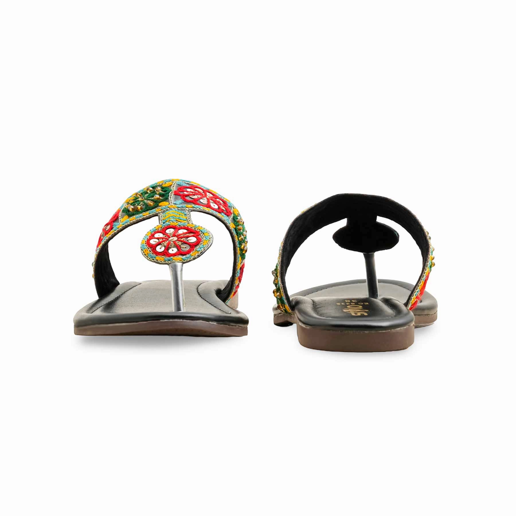 Black Ethnic Chappal EC0235 Flat Shoes Working Out