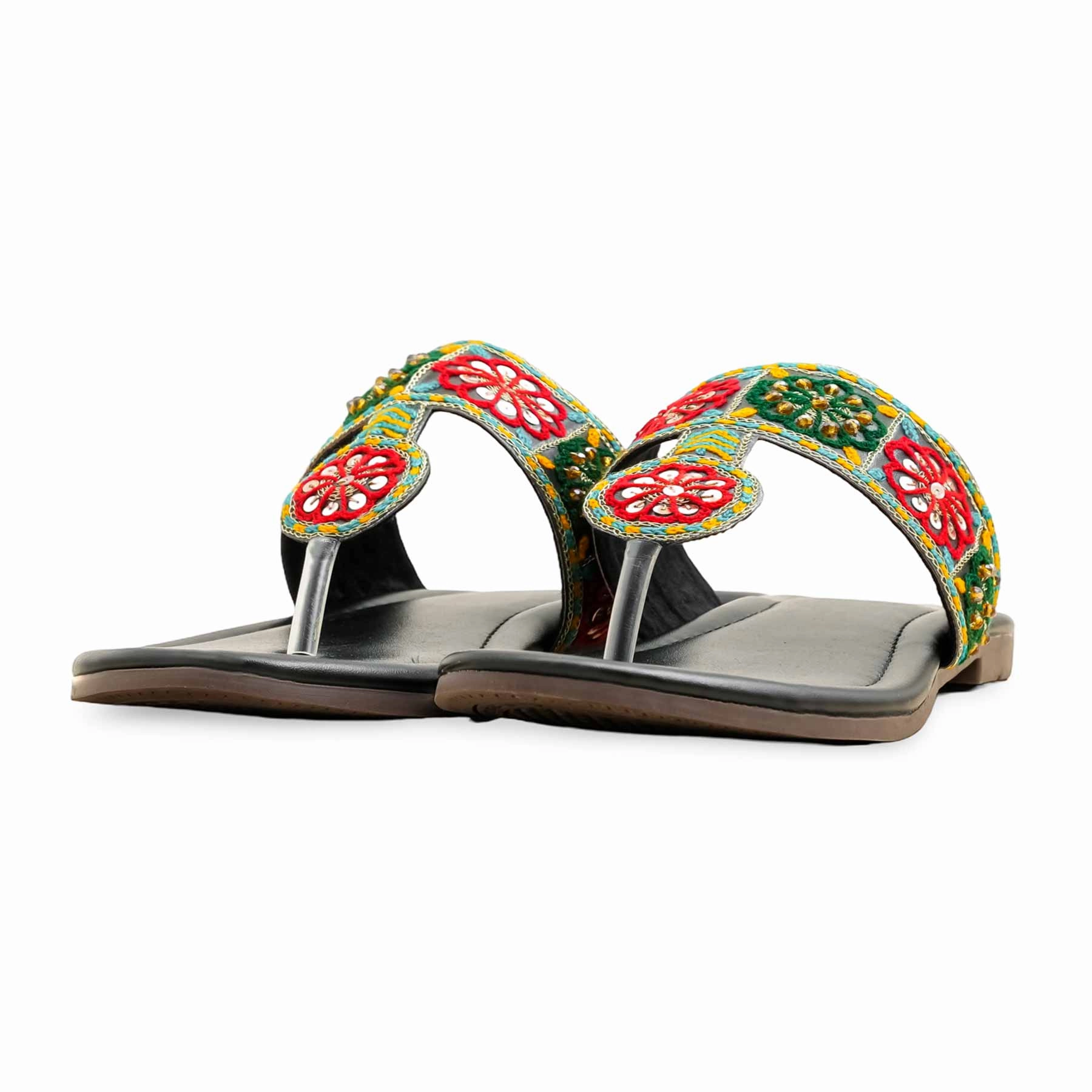 Black Ethnic Chappal EC0235 Best Running Shoes For Flat Feet Wide