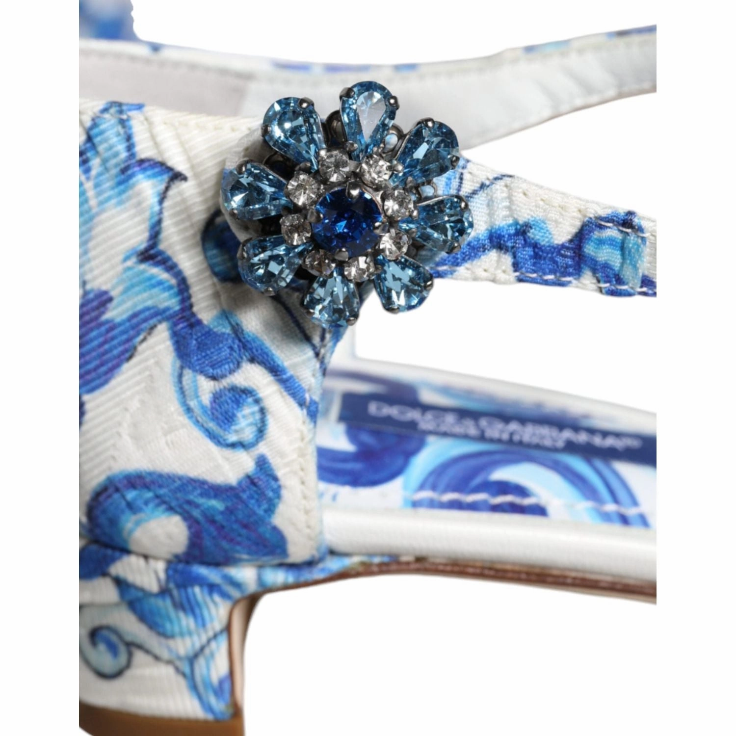 Sandals Png Dolce & Gabbana White Blue Majolica Print Ankle Strap Sandals Shoes