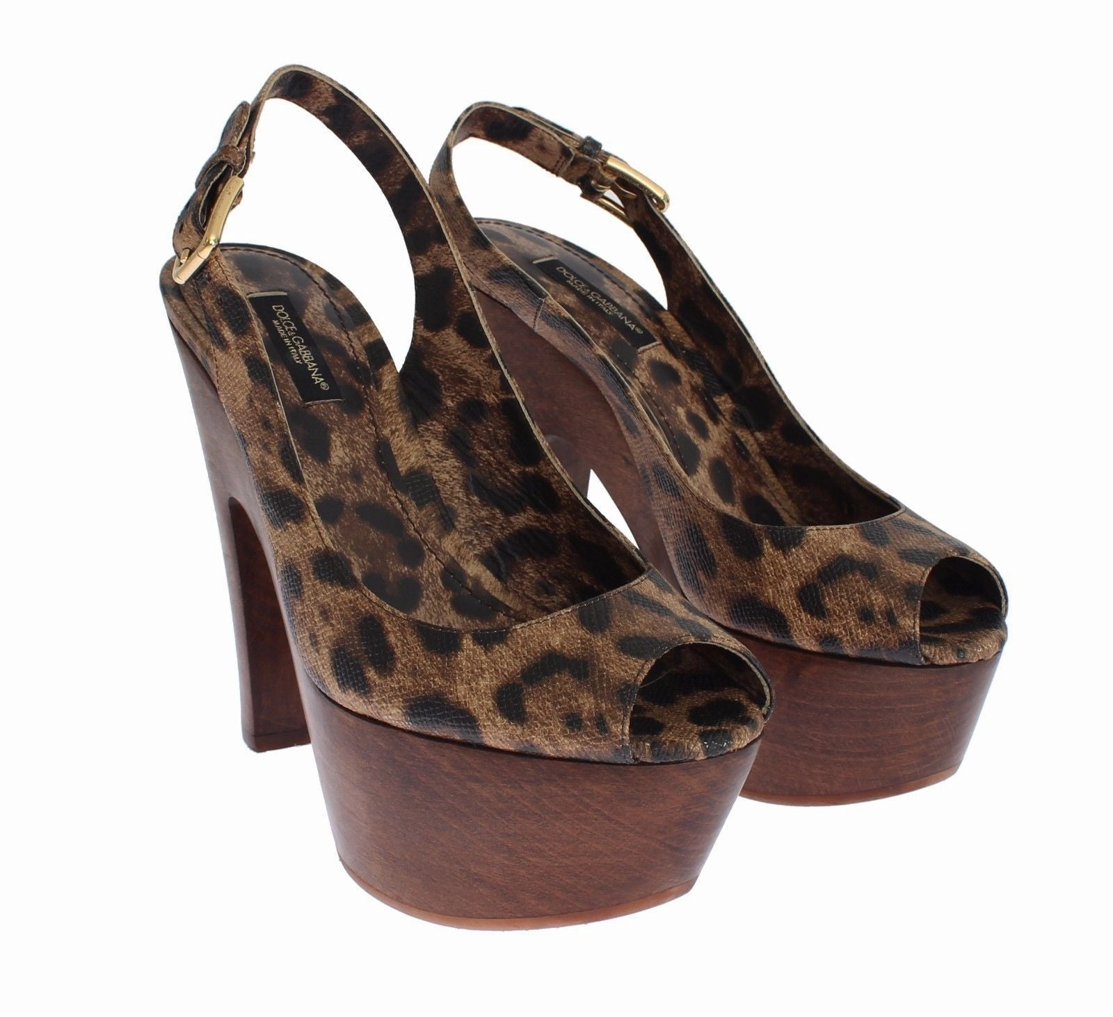 Sandals Men Brown Leopard Leather Platform Sandals Shoes