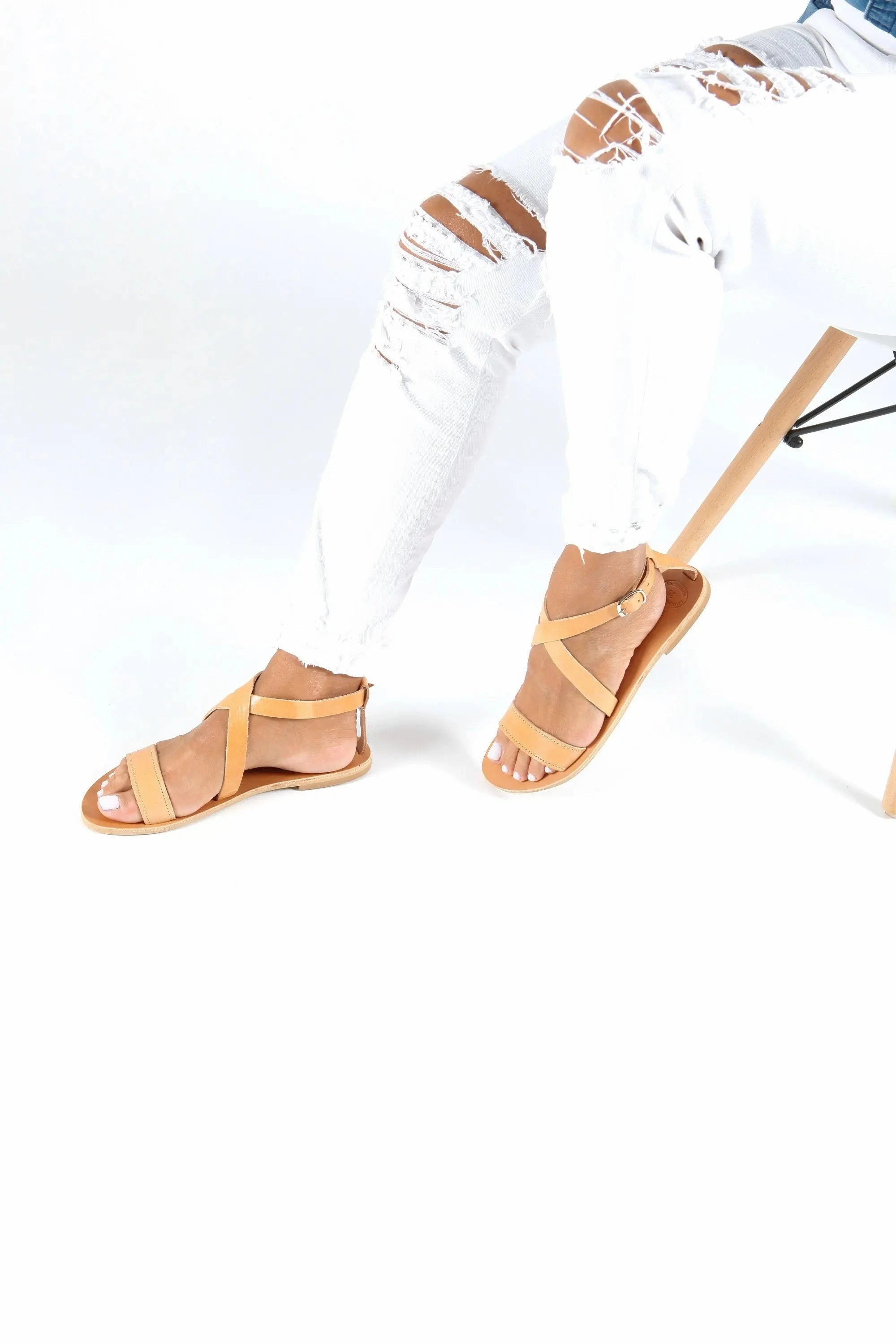 Corkscrew Wedge Sandals MYRTO Handmade Greek Sandals