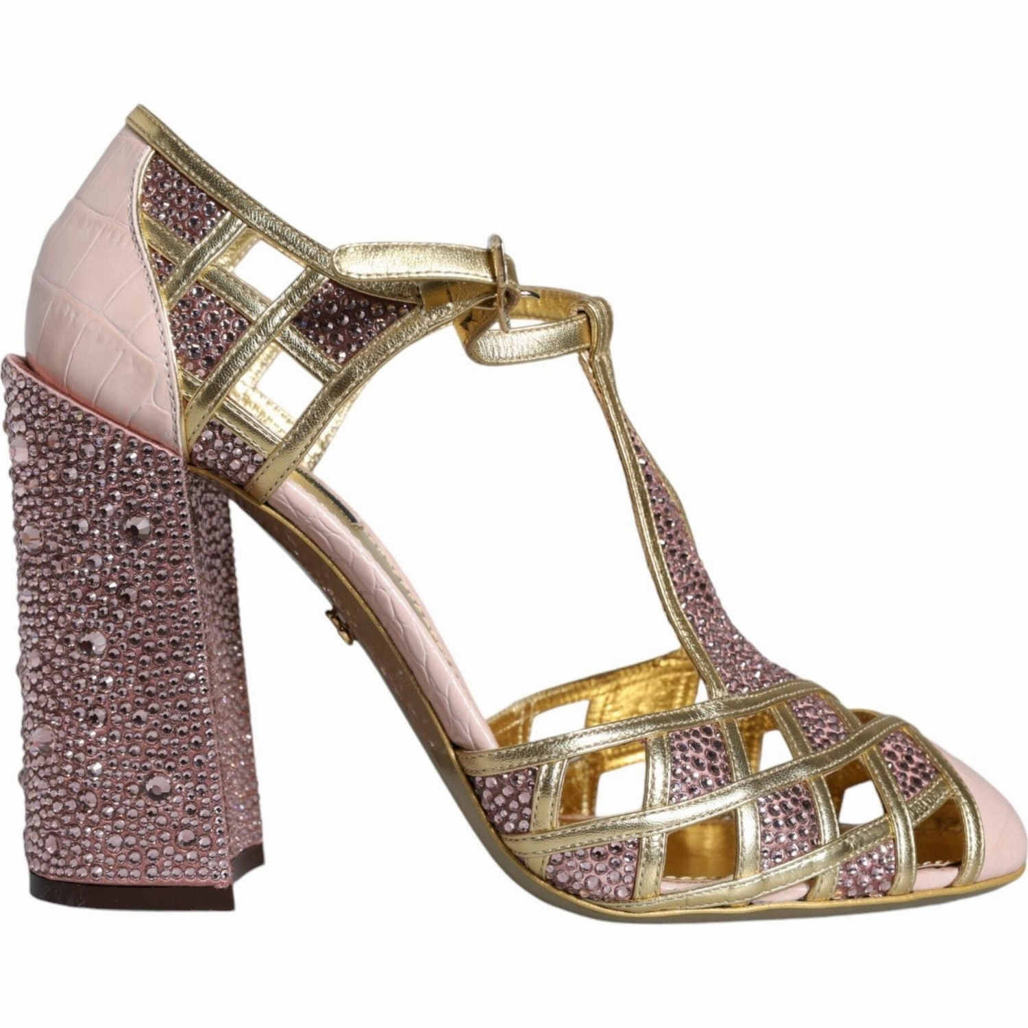 Sandals Dominican Dolce & Gabbana Pink Strass Crystals T-strap Sandals Shoes