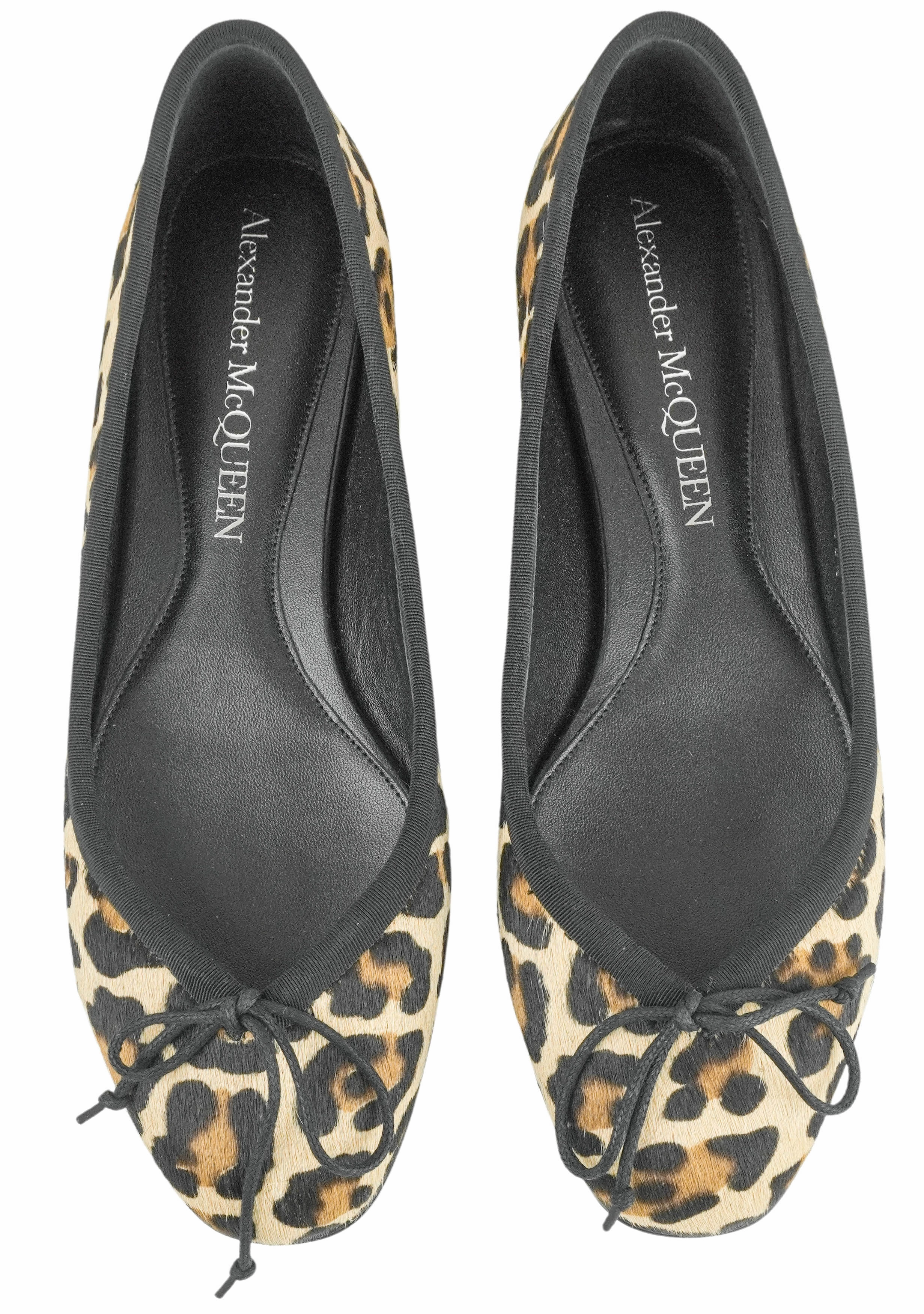 Good Shoes For Flat Feet For Work Alexander Mcqueen Hide Ballerina Flats in Leopard Print