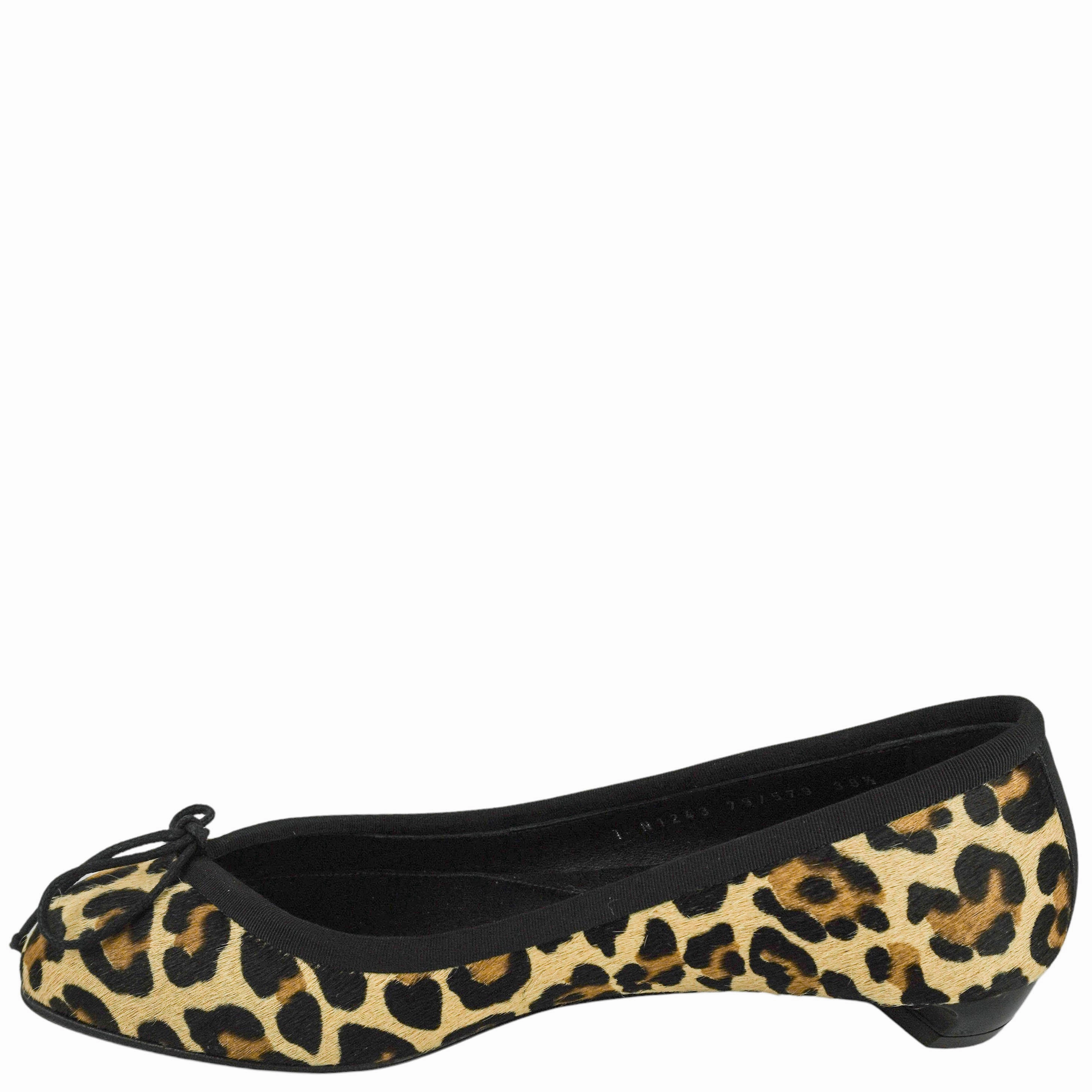 Wide Width Flat Wedding Shoes Alexander Mcqueen Hide Ballerina Flats in Leopard Print