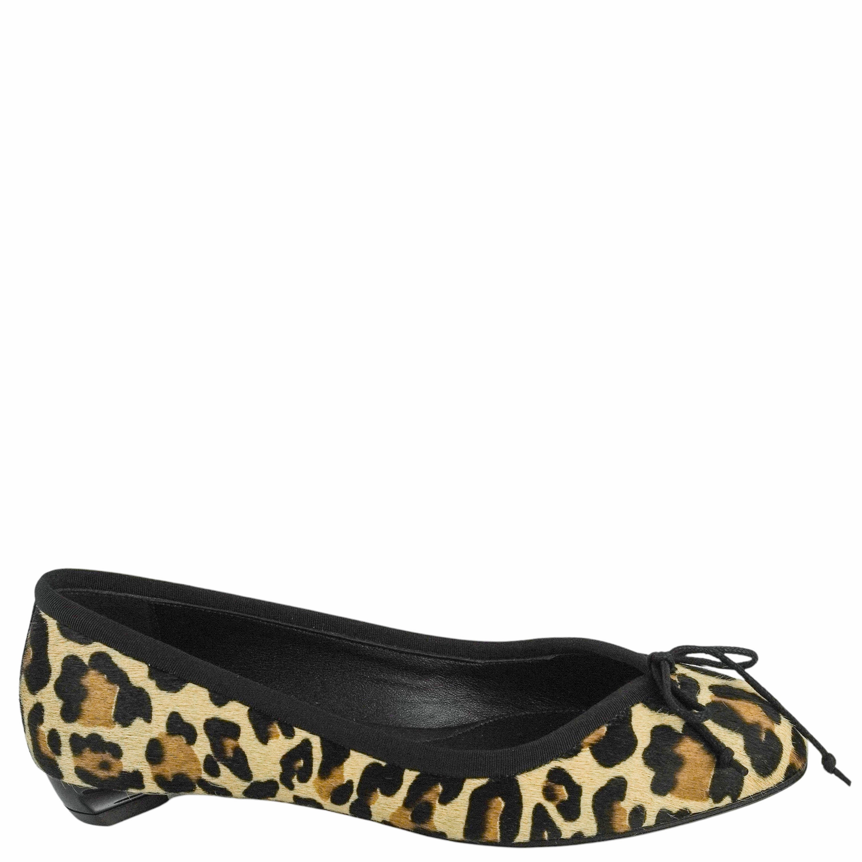 Crystal Flat Shoes Alexander Mcqueen Hide Ballerina Flats in Leopard Print