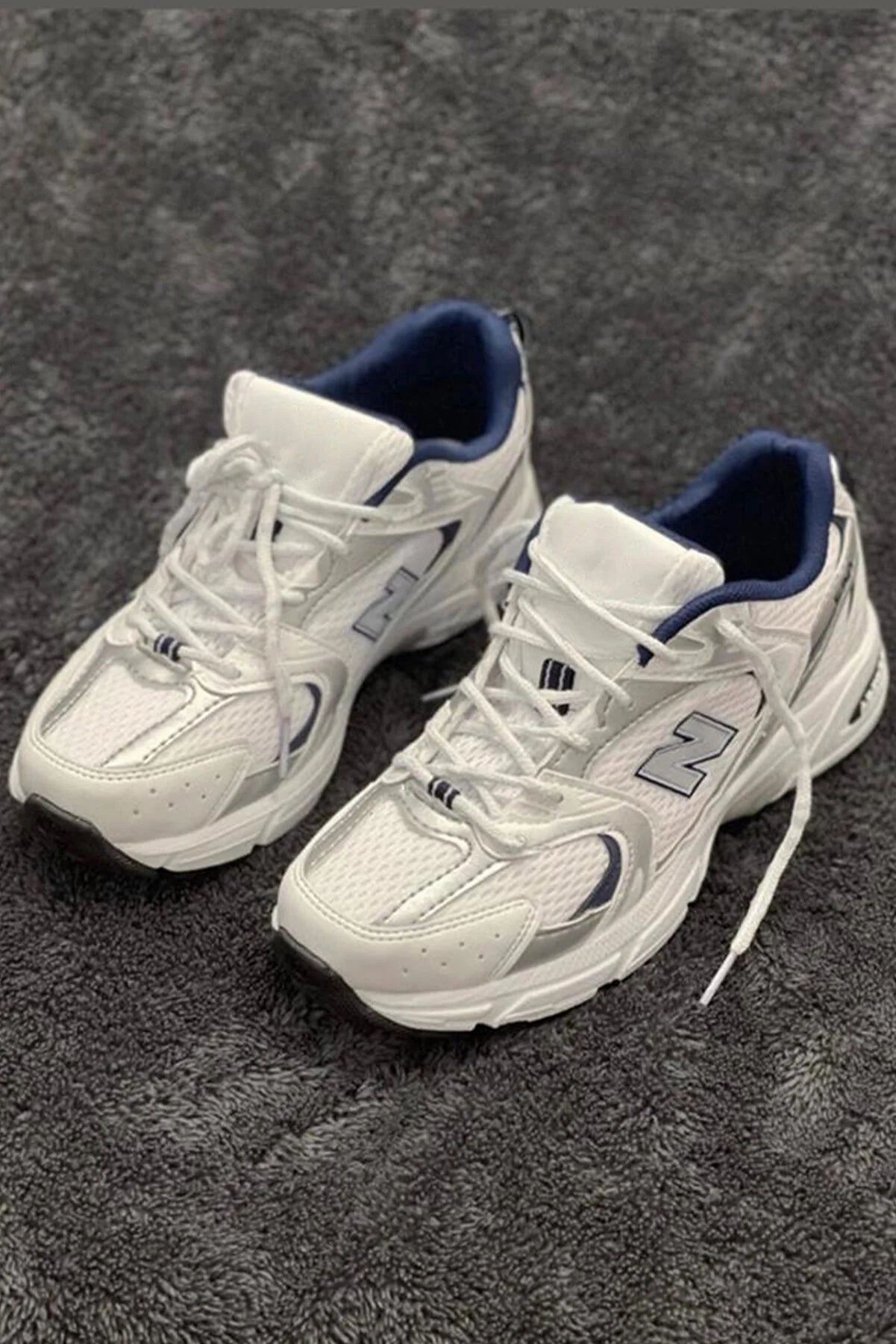 Aleynashoes Women's White Navy Blue Sports Shoes Eagles Sneakers