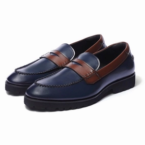Windon Featherlite - Blue Penny Chunky Loafers Navy Leather Loafers