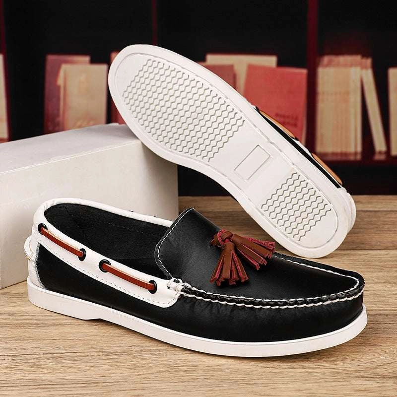 Oversized Nautical Relaxed Leather Footwear for Men Casual Athletic