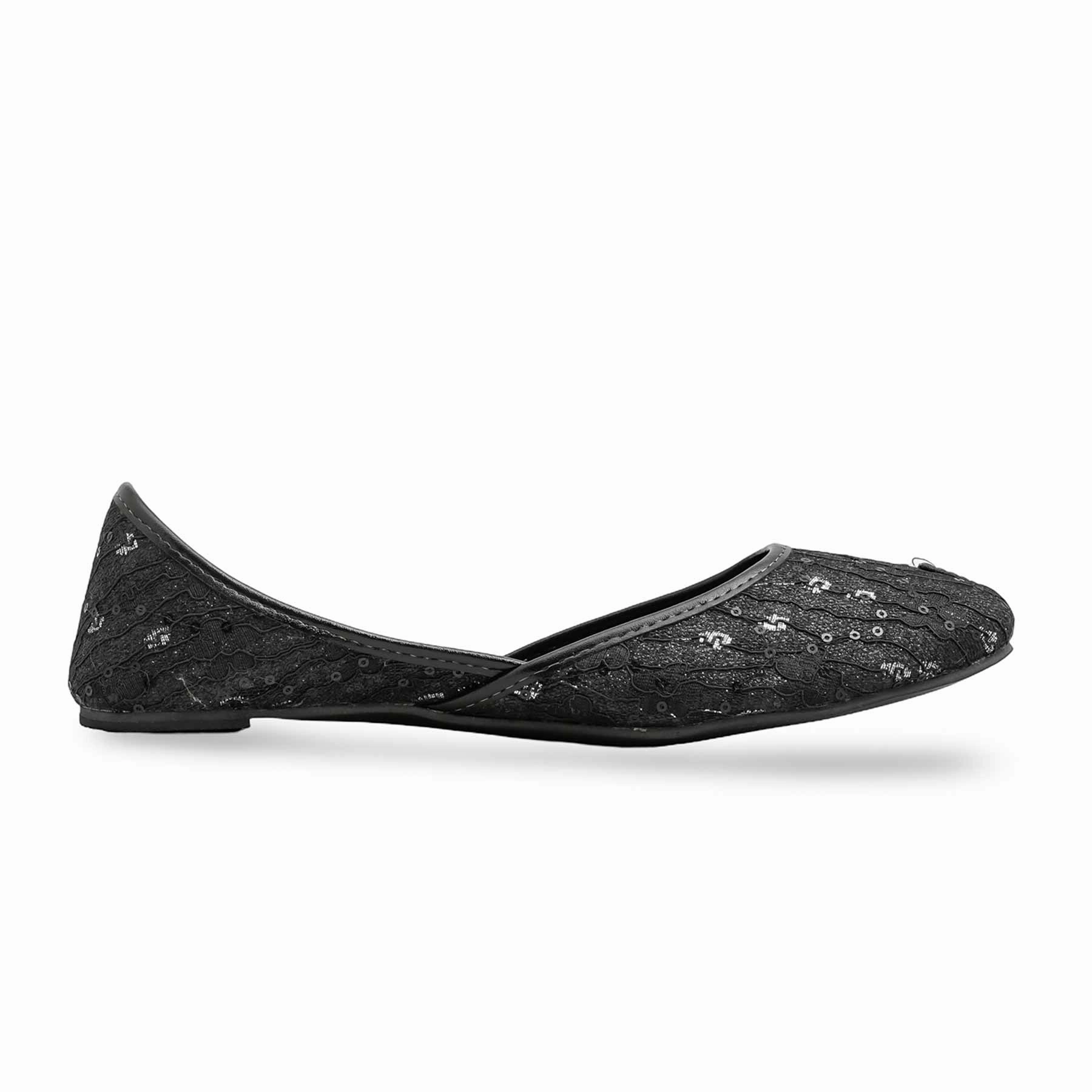 Oxford Flat Shoes Black Ethnic Khusa EC8574