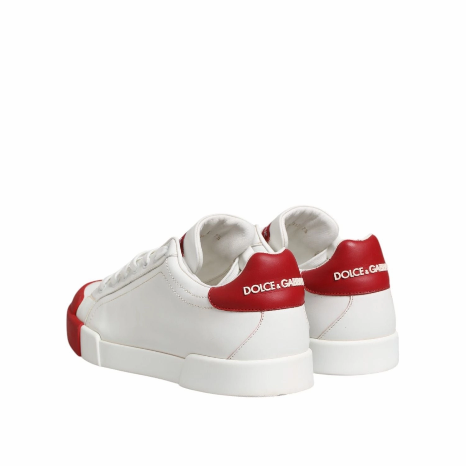 Dolce & Gabbana White Red Leather Lace Up Sneakers Shoes Dada Sneakers