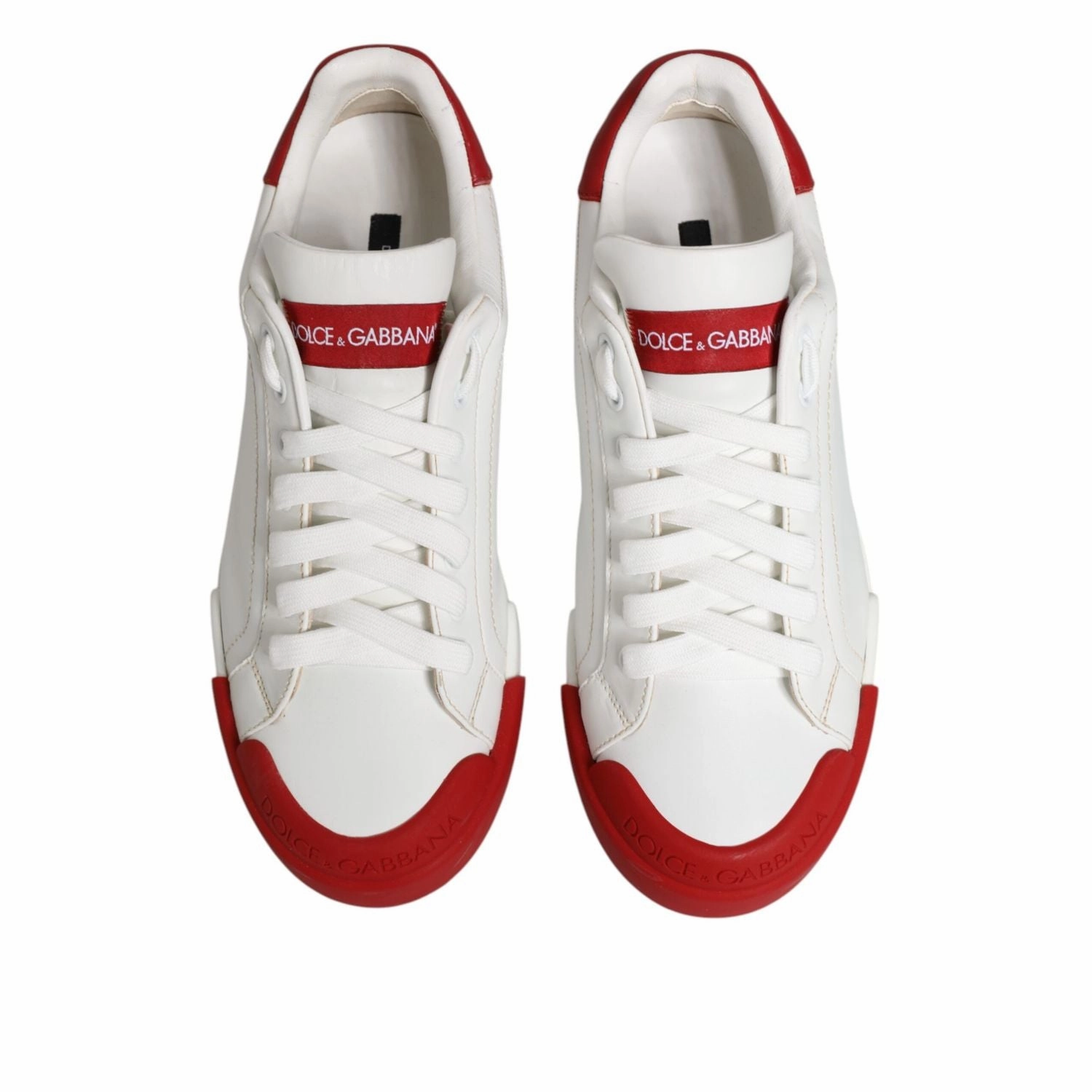 Tb 490 Rife Sheen Leather Sneakers Dolce & Gabbana White Red Leather Lace Up Sneakers Shoes