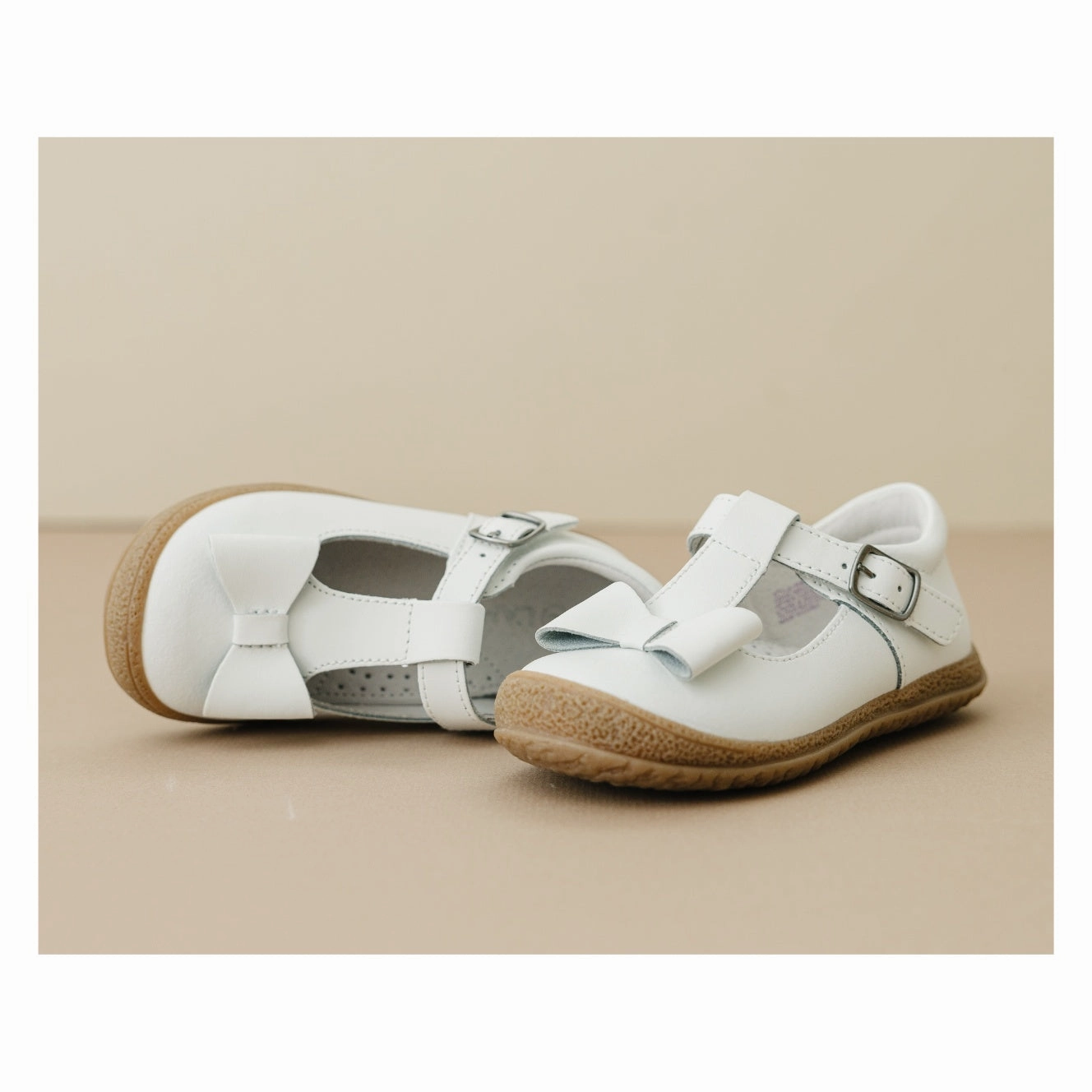 Emma Classic White Bow T-Strap Mary Jane Shoes Office Casual