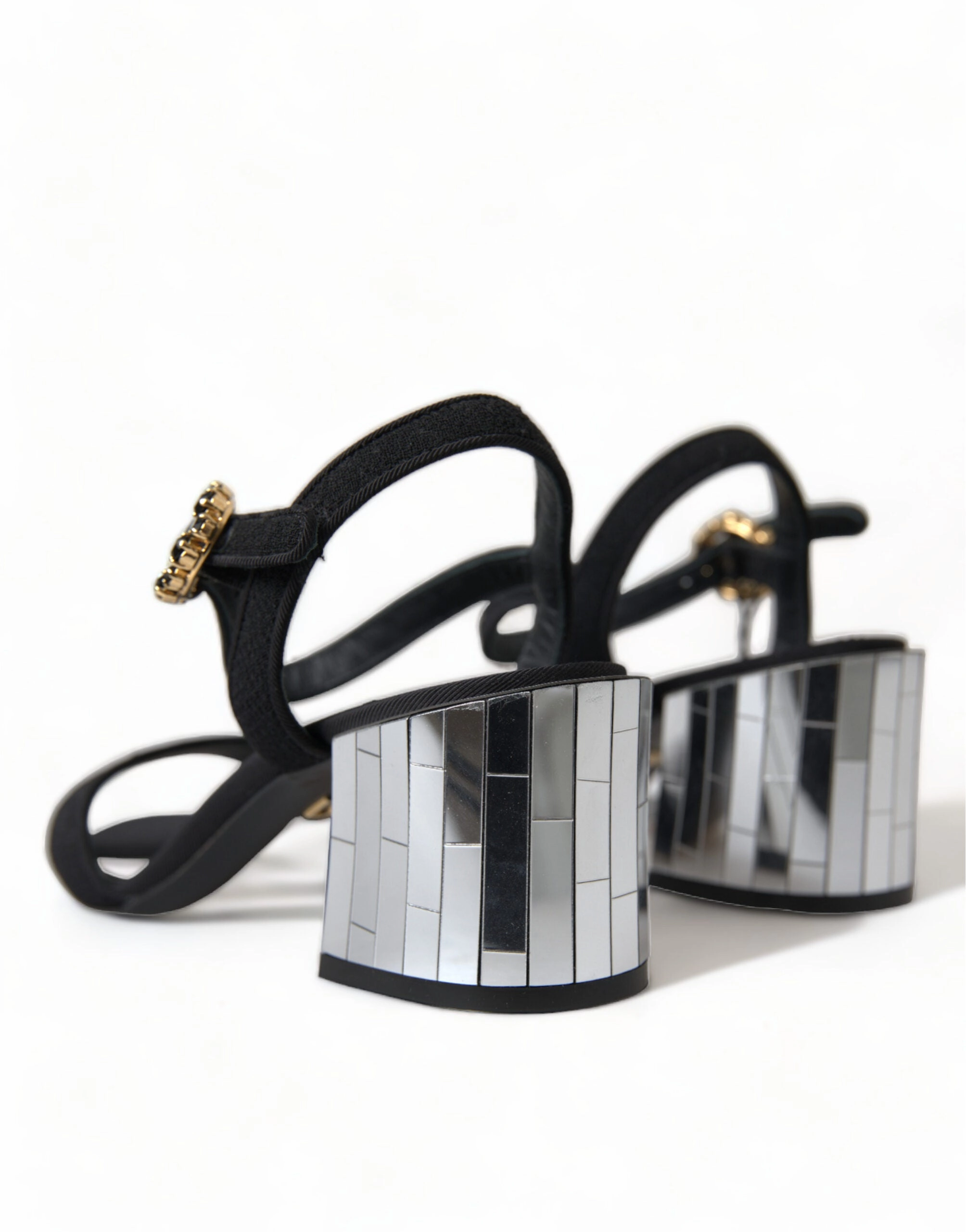 Black Crystals Ankle Strap Sandals Shoes Sherpa Sandals