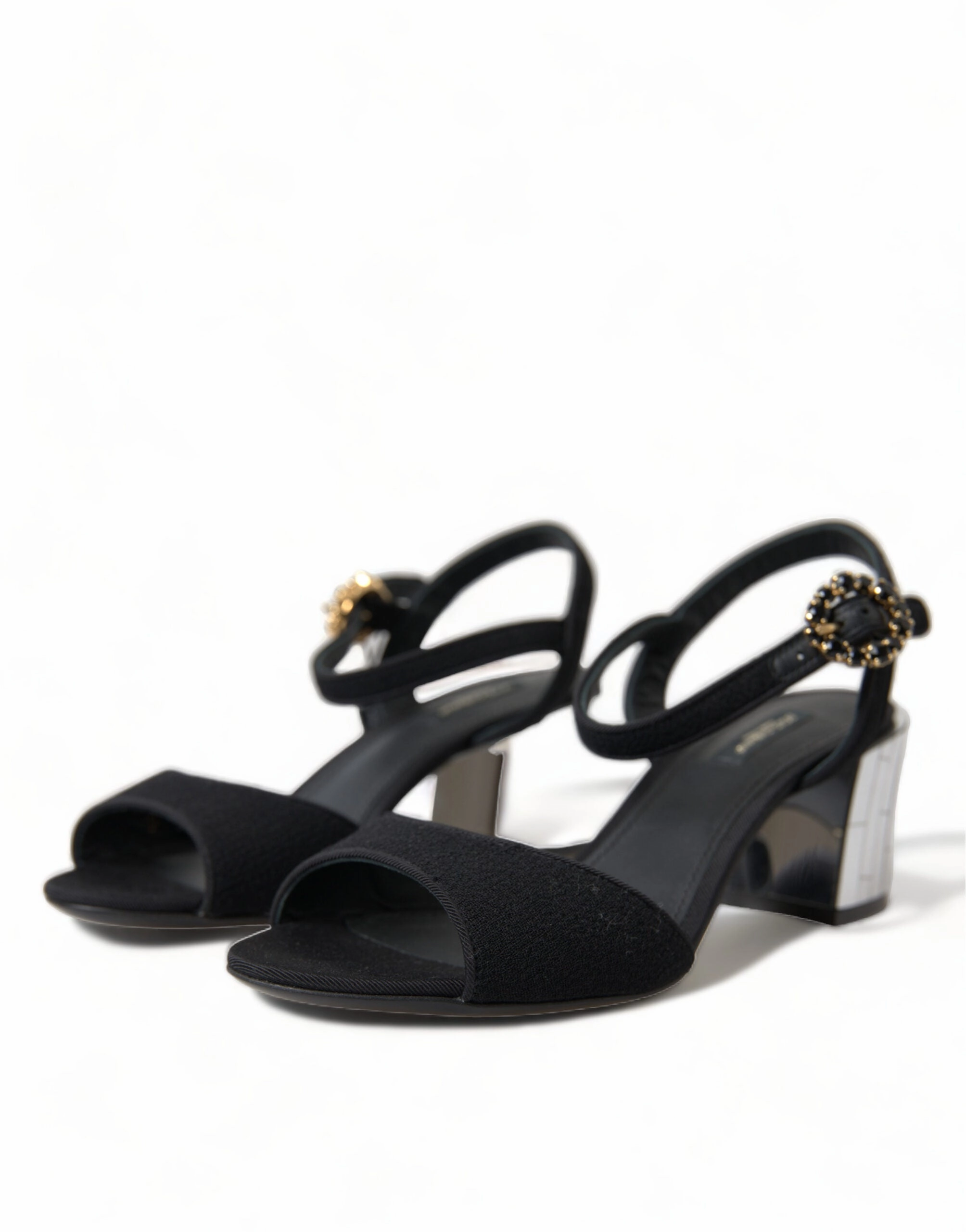 Platform Sandals With Straps Black Crystals Ankle Strap Sandals Shoes