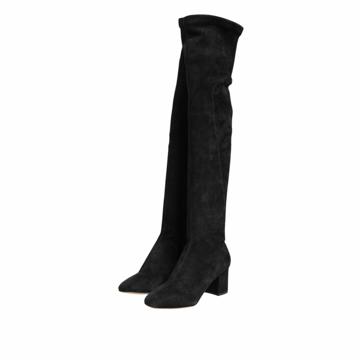 Dolce & Gabbana Black Suede Leather Knee High Boots Shoes Casual Comfortable Shoe