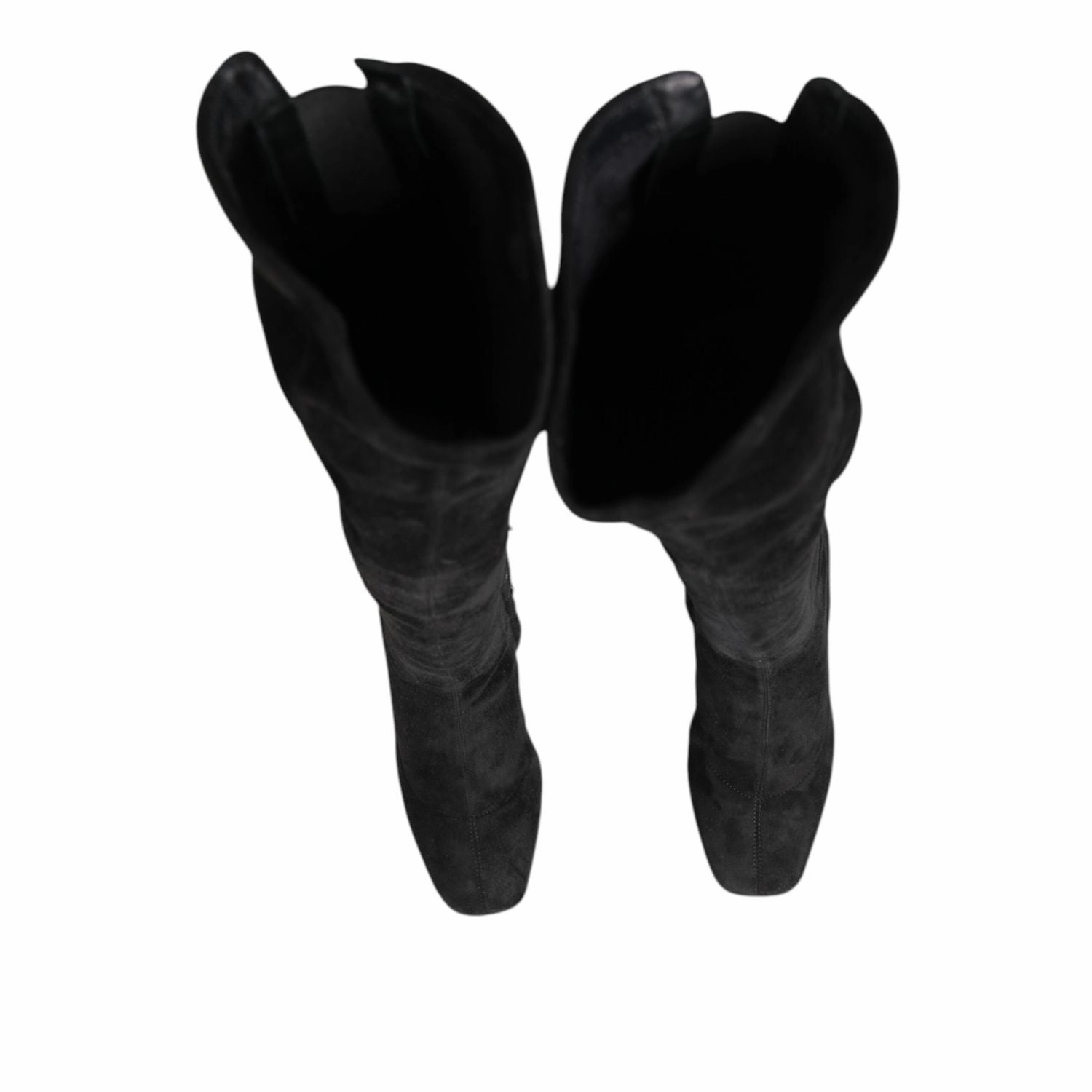 Dolce & Gabbana Black Suede Leather Knee High Boots Shoes Chuck Taylor All Star Lift Platform Casual Shoes