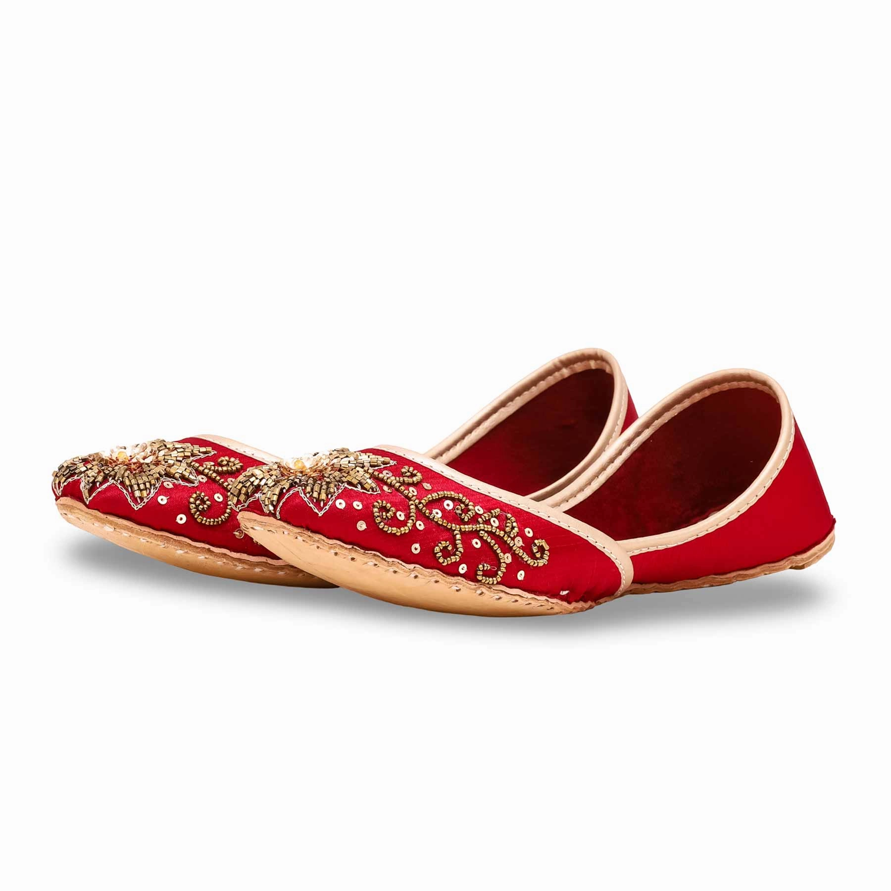 Slingback Flat Shoes Maroon Fancy Khusa EC8409