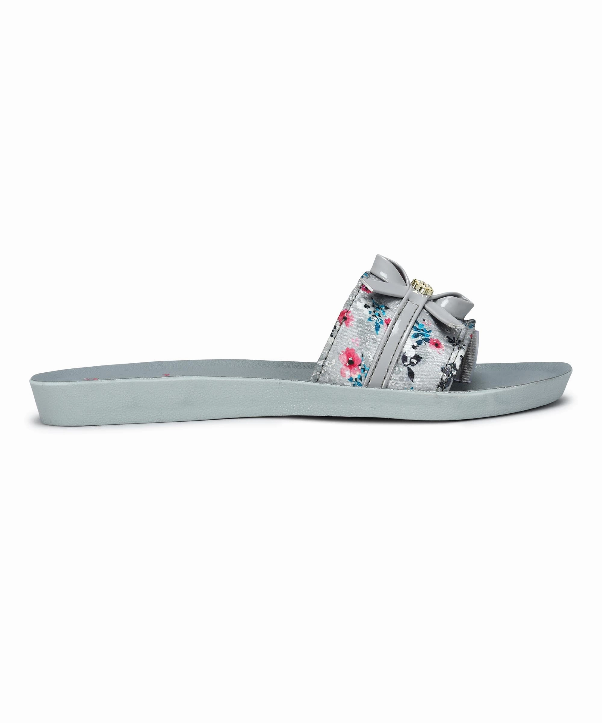 Paragon Women's Grey Sliders with Cushioned Sole for Everyday Use Flip Flop Emoji
