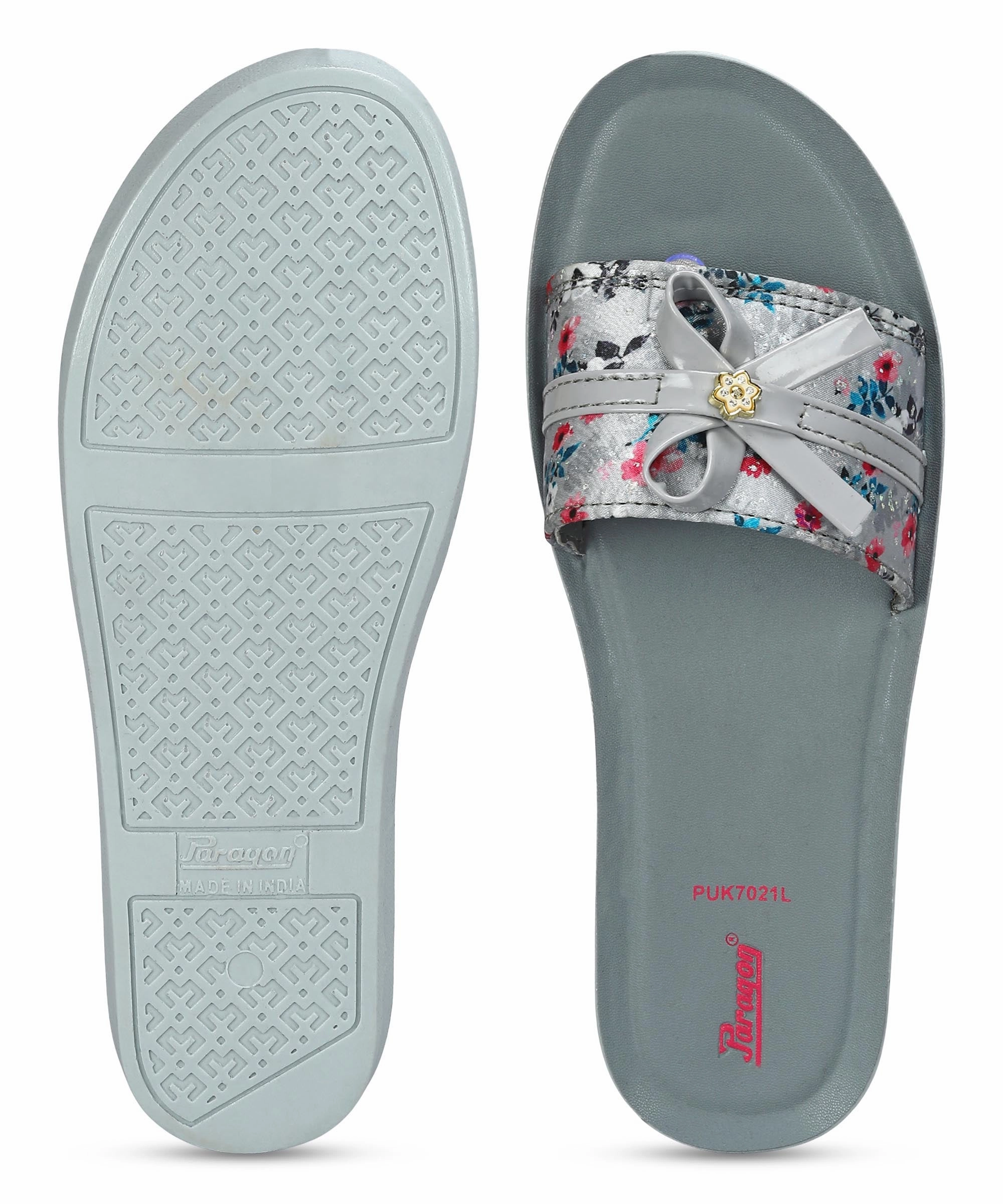 Paragon Women's Grey Sliders with Cushioned Sole for Everyday Use Dress With Flip Flops
