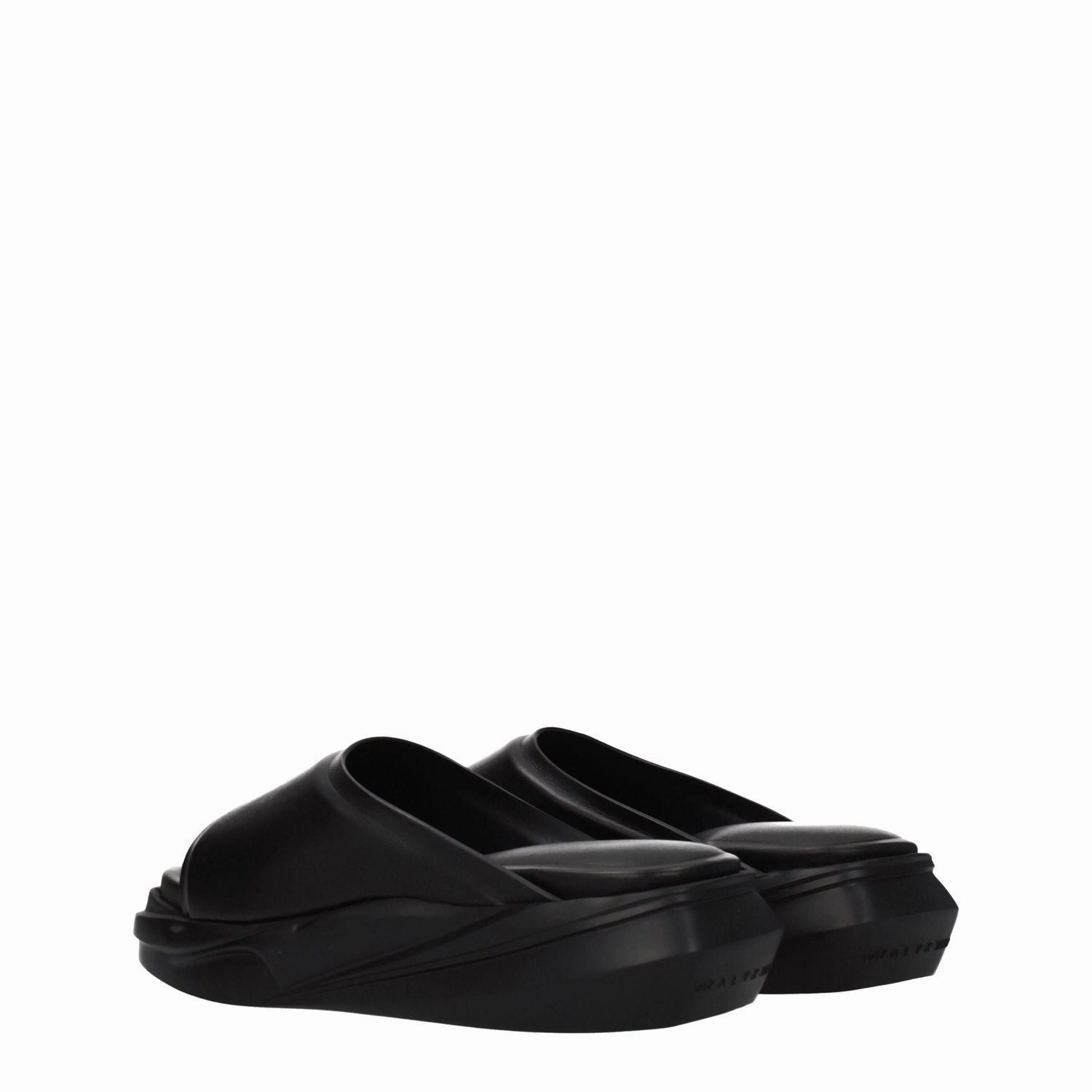 Alyx Black Leather Slippers Shearling Mule Slippers