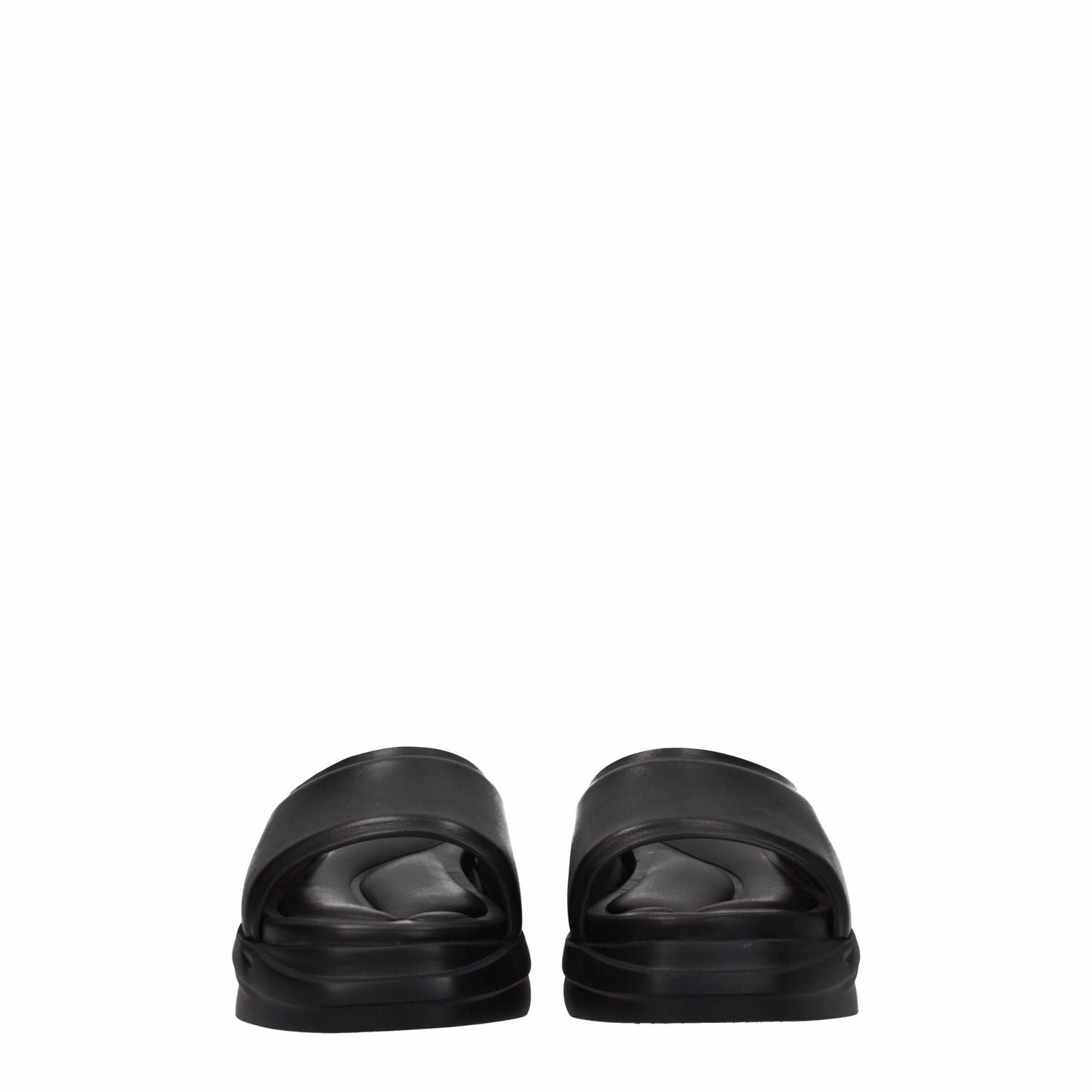 Big Fluffy Slippers Alyx Black Leather Slippers