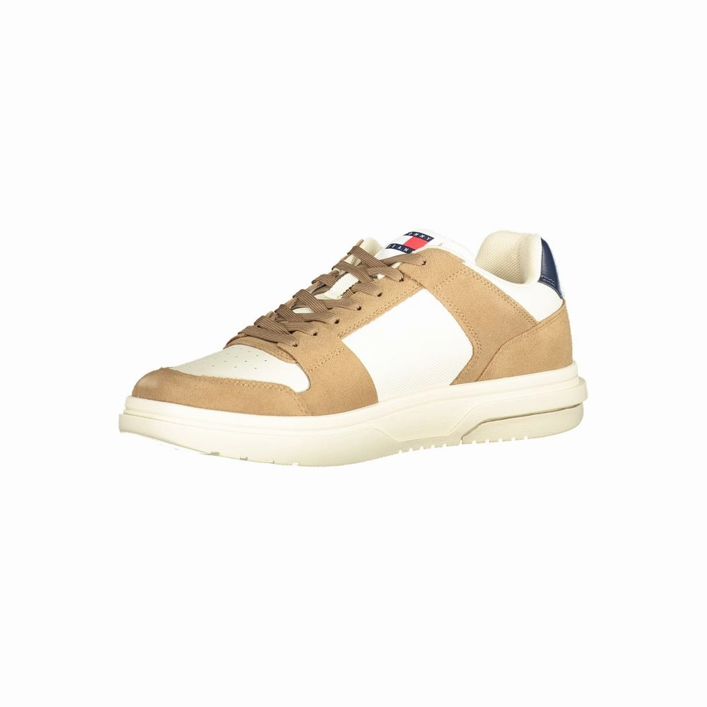 Casual Clip In Bike Shoes Tommy Hilfiger Beige Leather Men Sneaker