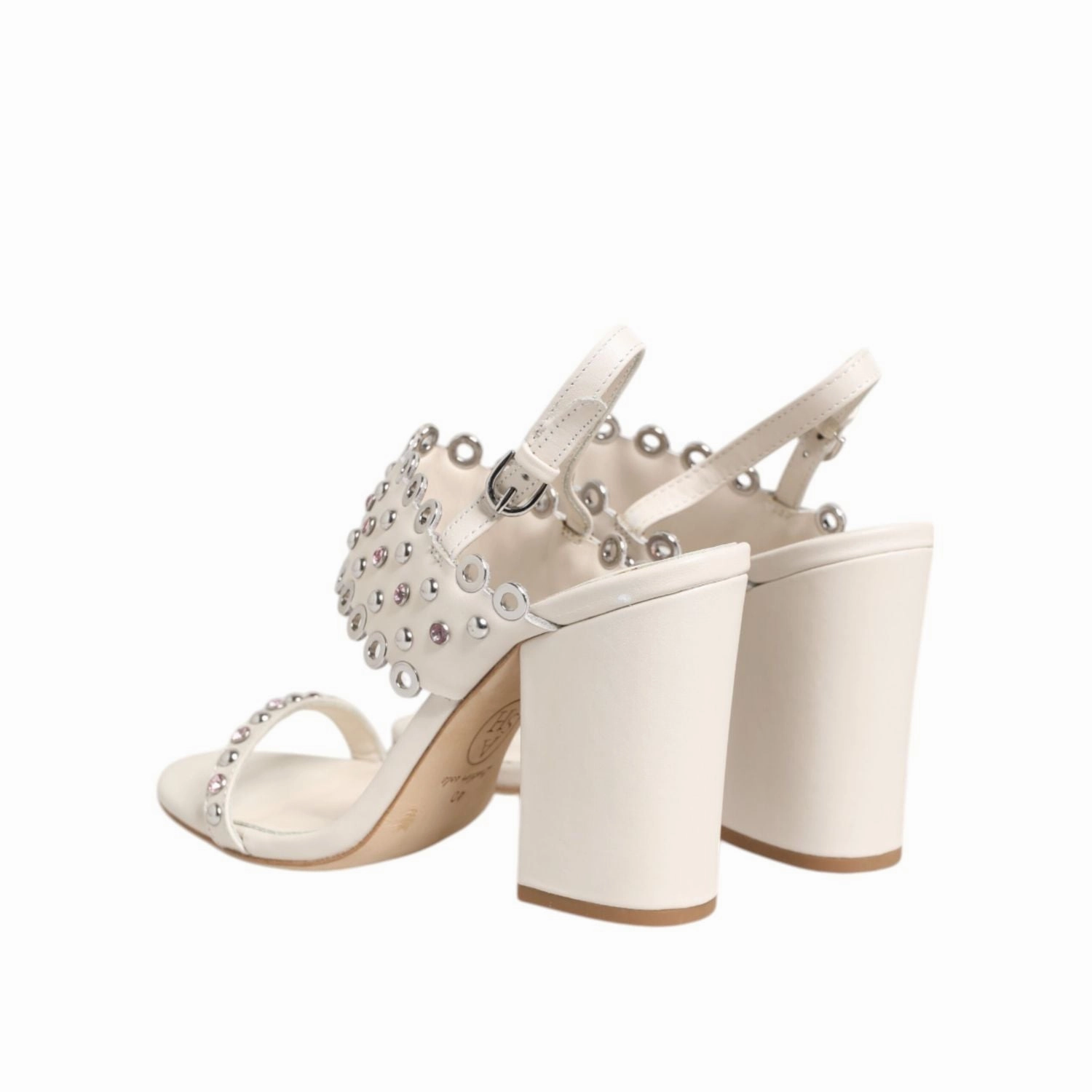 ASH White Block Heeled Studded Quarter Strap Sandals Shoes Kolhapuri Sandals
