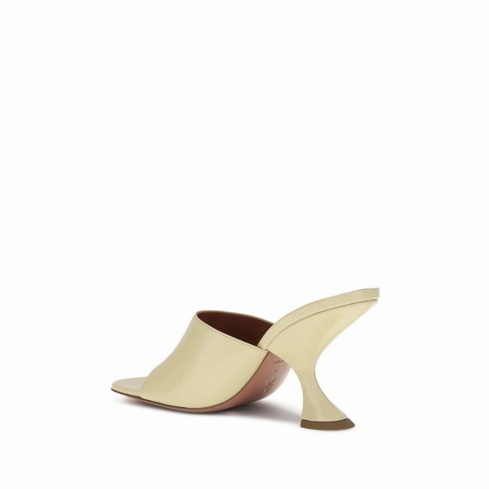 Earth Origin Sandals Amina Muaddi Cream Calf Leather Bos Taurus Stiletto Heel Sandals
