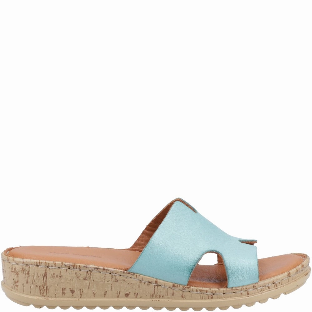 Stiff Flat Pedal Shoes Aqua Eloise Mule Sandals