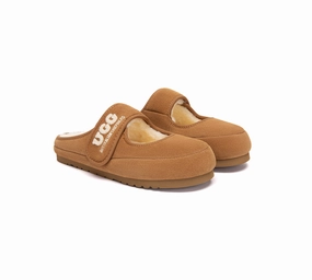 AUSTRALIAN SHEPHERD UGG Slippers Sheepskin Wool Adjustable Strap Mary Jane Velly Dock Slides