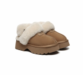 Step In Slippers AUSTRALIAN SHEPHERD UGG Slippers Women Removable Wool Strap Slingback Chunky Platform Muna