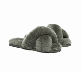 AUSTRALIAN SHEPHERD UGG Women Crossover Fluffy Slides Linty Limited Edition Slippers You Can Wear Outside