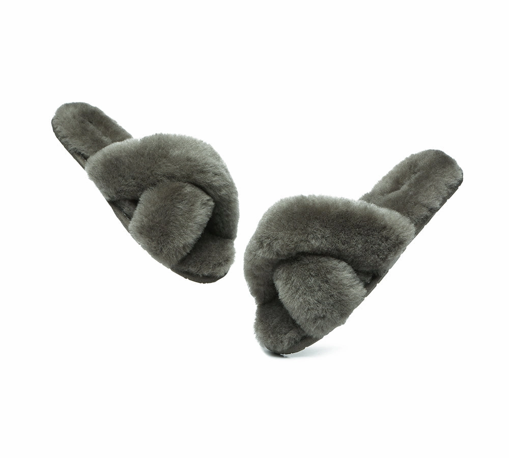 Hpuse Slippers AUSTRALIAN SHEPHERD UGG Women Crossover Fluffy Slides Linty Limited Edition