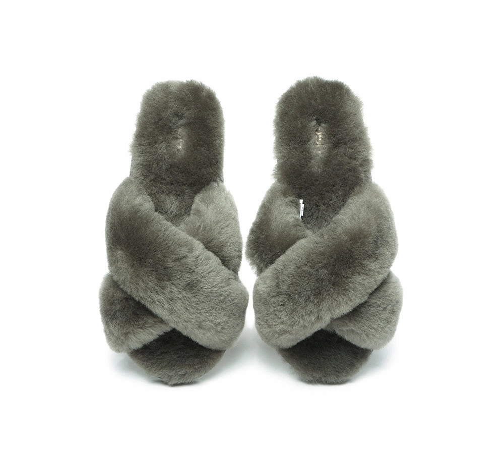 Warm Slippers For Cold Feet AUSTRALIAN SHEPHERD UGG Women Crossover Fluffy Slides Linty Limited Edition