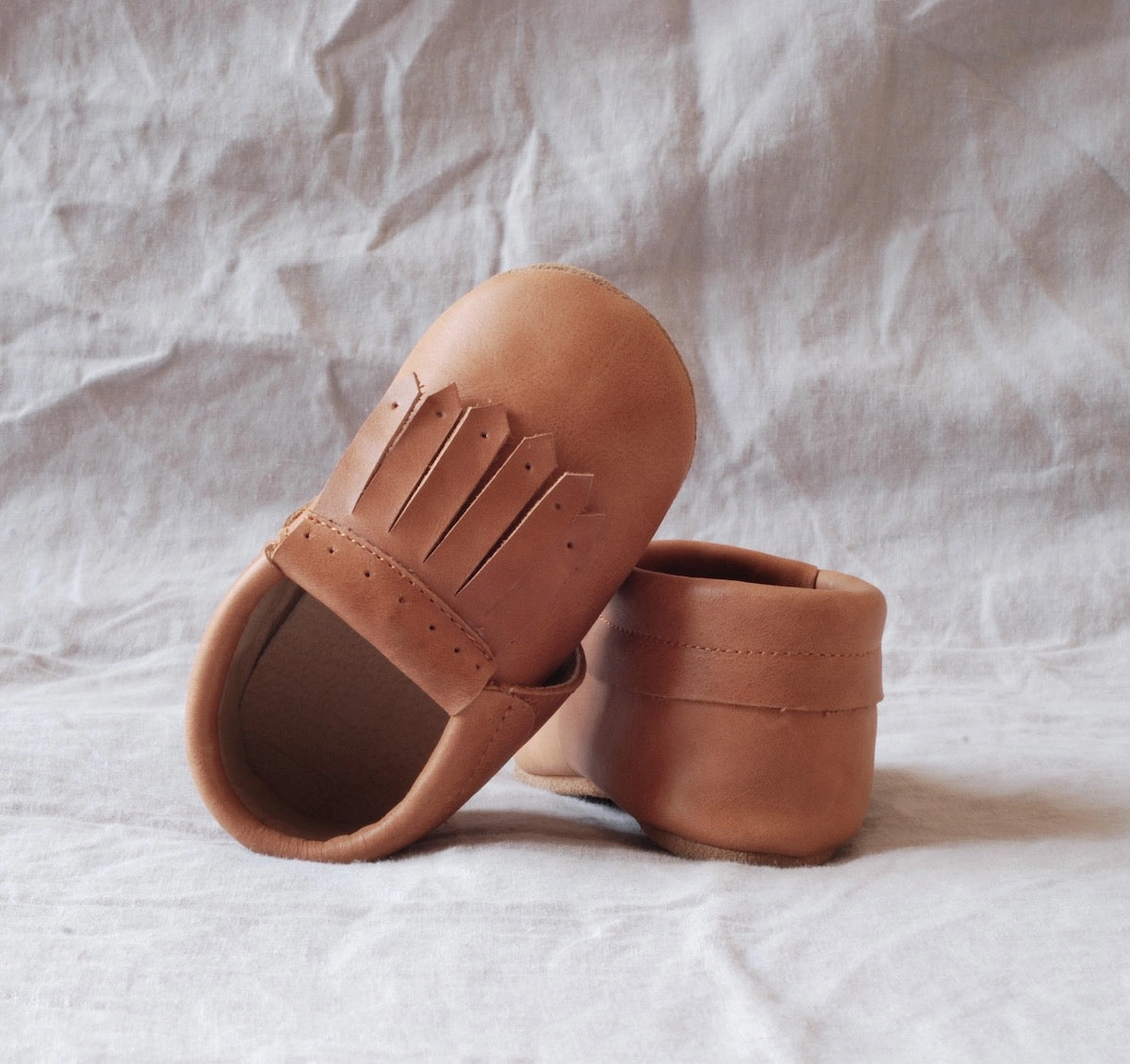 Leather Penny Loafers Baby Loafers - Caramel