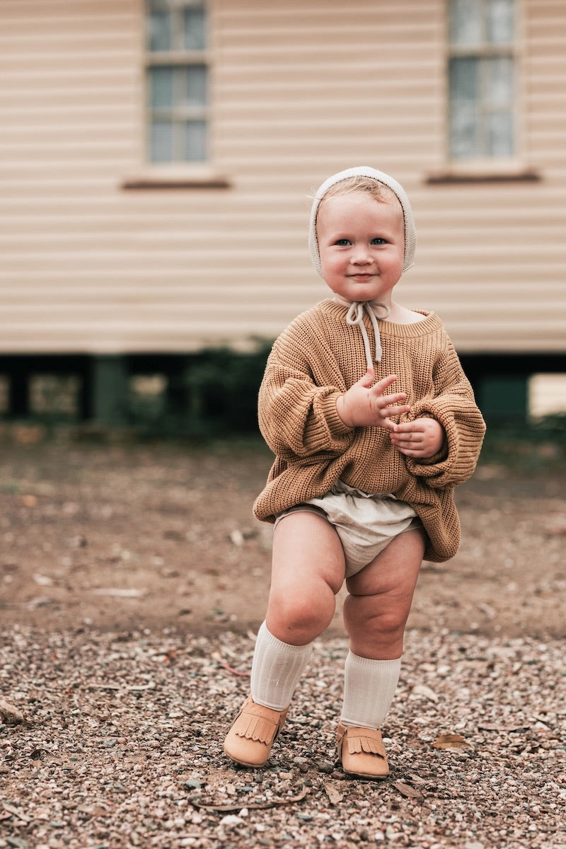 Baby Loafers - Caramel Dress Socks With Loafers