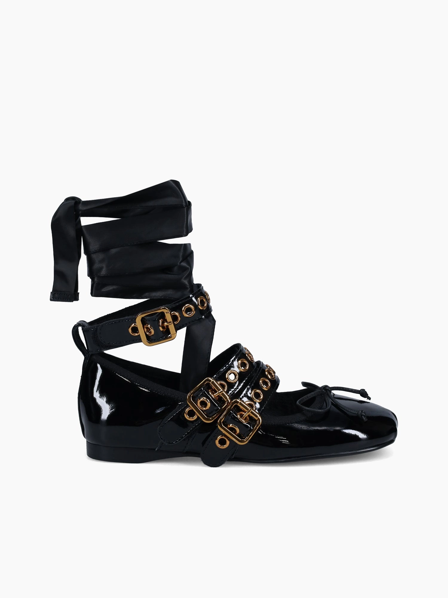 Flat Shoes And Back Pain Ballote Black Gold leather