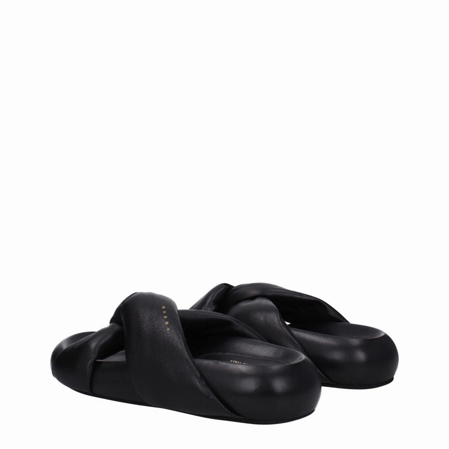 Fluffy Open Toe Slippers Marni Black Leather Slippers