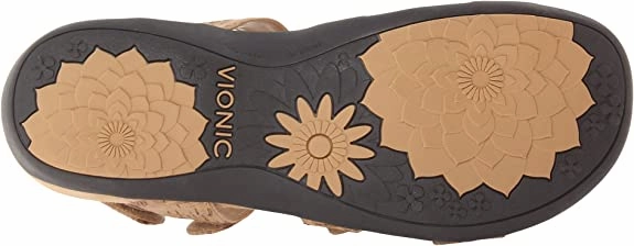 Vionic Women Rest Amber Adjustable Backstrap Sandal Ortho Arch Support Gold Cork Dachshund Slippers