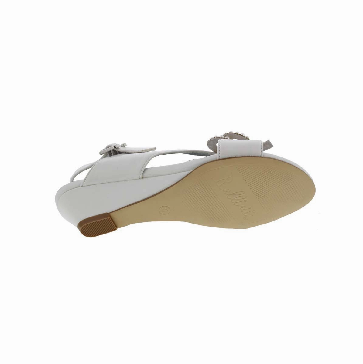 Bellini Lady Women Wedge Sandal In White Smooth Low Heeled Block Sandals