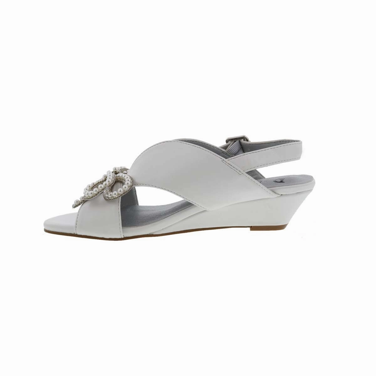 Bellini Lady Women Wedge Sandal In White Smooth Peep Toe Flat Sandals