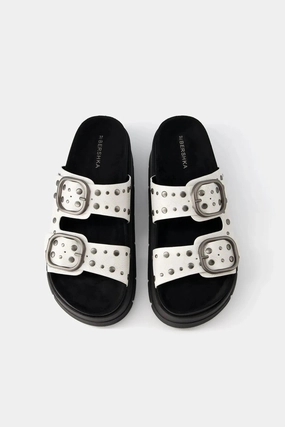 Designer Slide Sandals Bershka Women's  Stud Detailed Buckle Platform Sandals